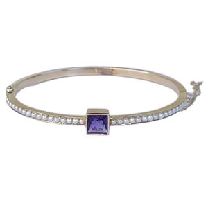 Birks Antique 14k Gold Amethyst Seed Pearl Bangle Bracelet-Estate Jewelry 8.9g
